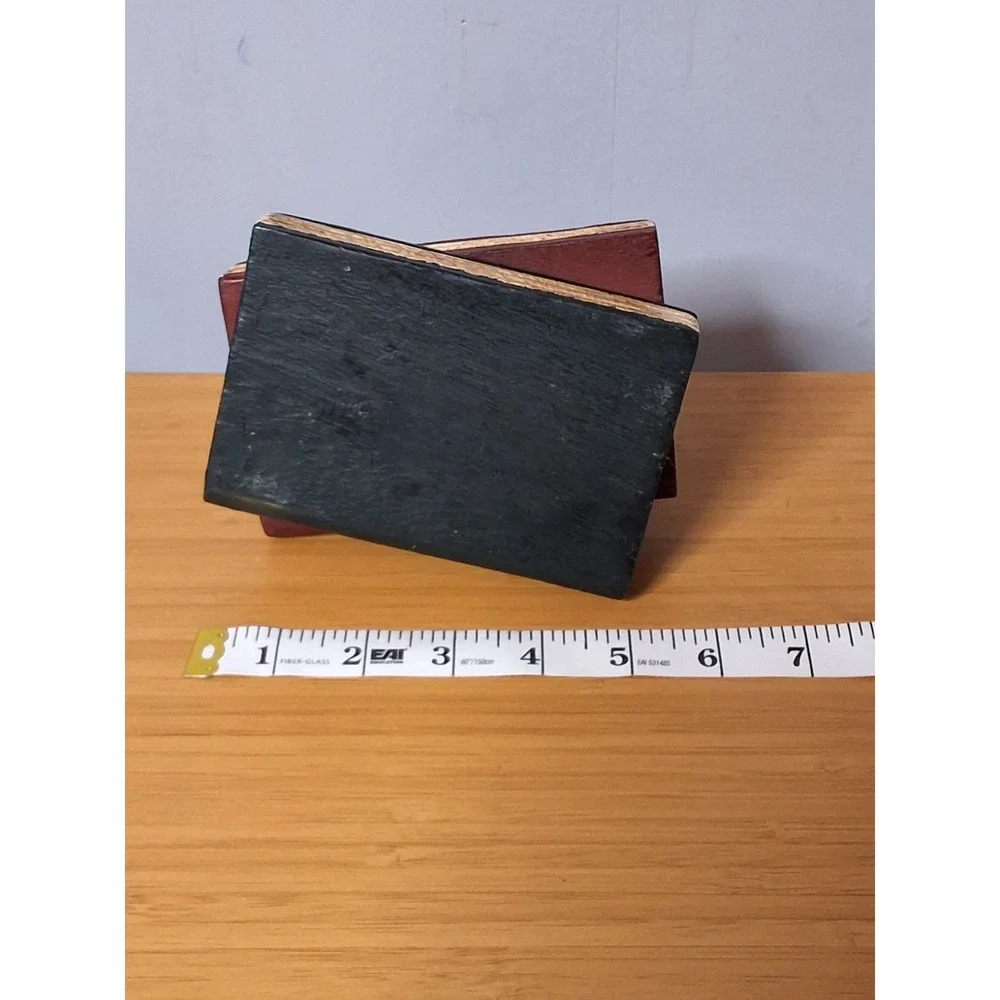 Vintage Handcrafted Wooden Cat Sleeping On Books Paper Weight. Made In Thailand